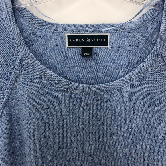 12. NWT Karen Scott Confetti Blue & Navy Tunic Sweater - Picture 3 of 7